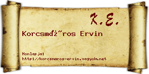 Korcsmáros Ervin névjegykártya
