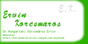 ervin korcsmaros business card
