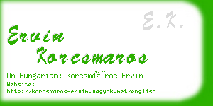 ervin korcsmaros business card